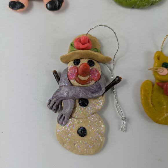 Lot 5 Christmas Ornaments Miniature Handmade Clay Cottage Rustic Arts & Crafts - Picture 5 of 9